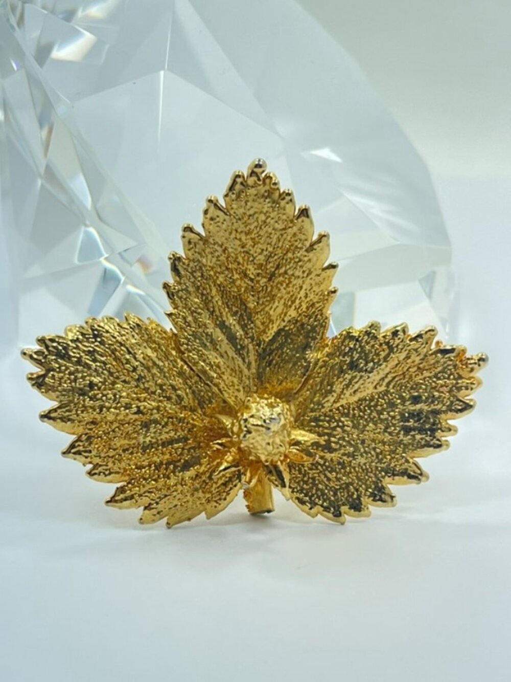 Vintage Gold Electropated Leaf Brooch Breveté Botanical Style